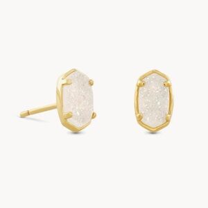 Kendra Scott Emilie Gold Stud Earrings in Iridescent Drusy - Discounted Shipping